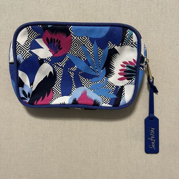 Estee Lauder Santorini Kitty McCall Blue Abstract Make-up Bag Santorini - Picture 2 of 3